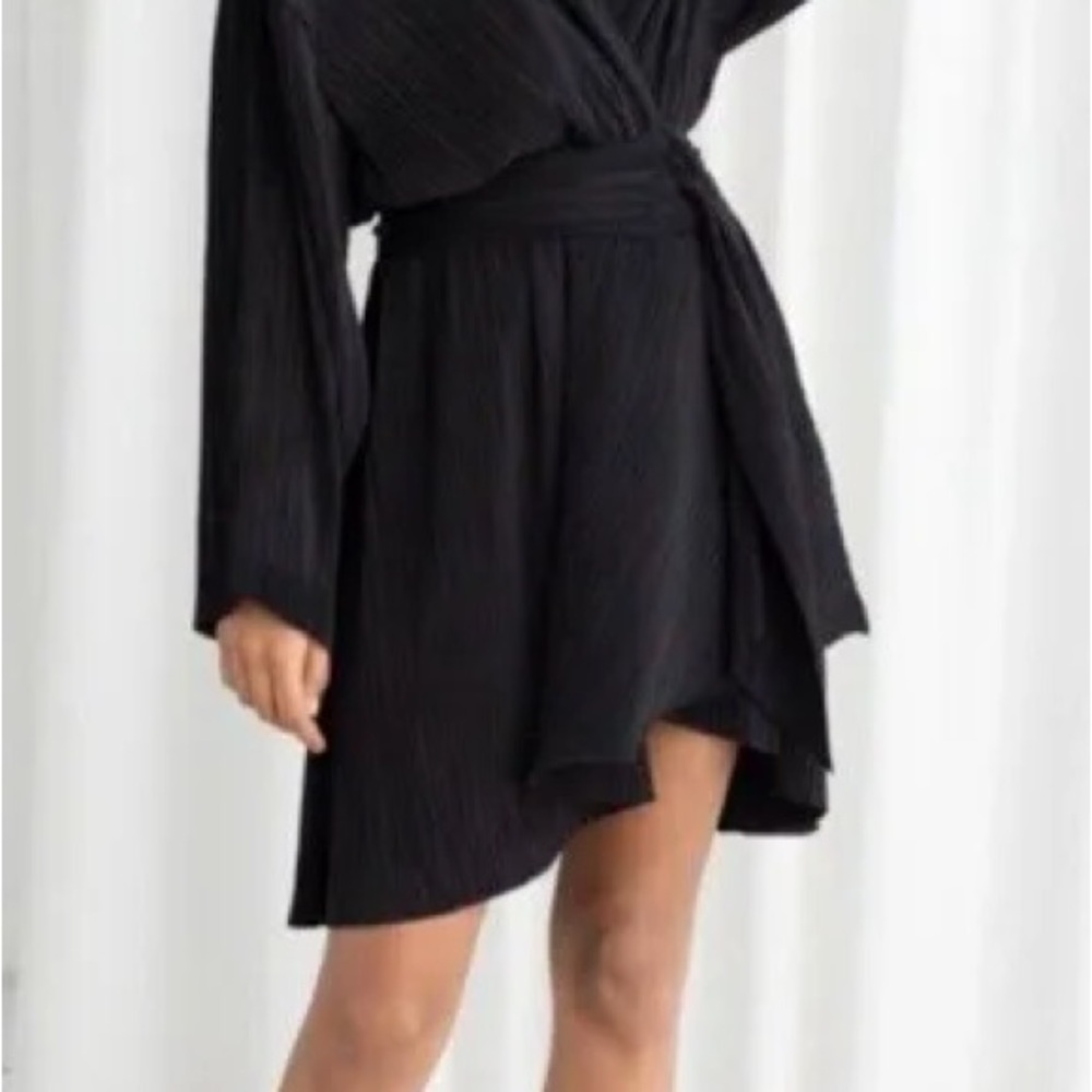 & Other Stories Black Asymmetrical Wrap Dress | Sold Out Online